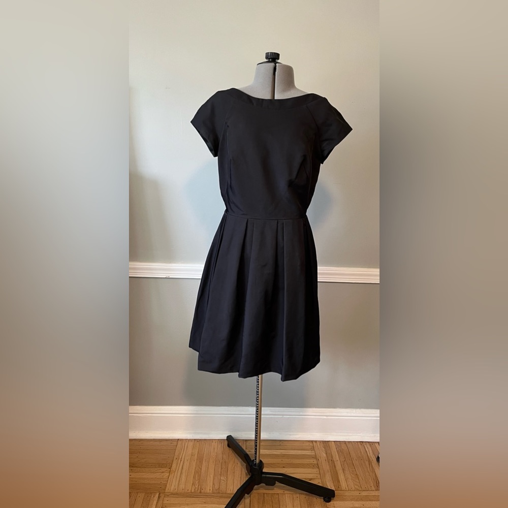 French Connection Black Fit & Flare Dress with Boat Neck and Scoop Back Size 8